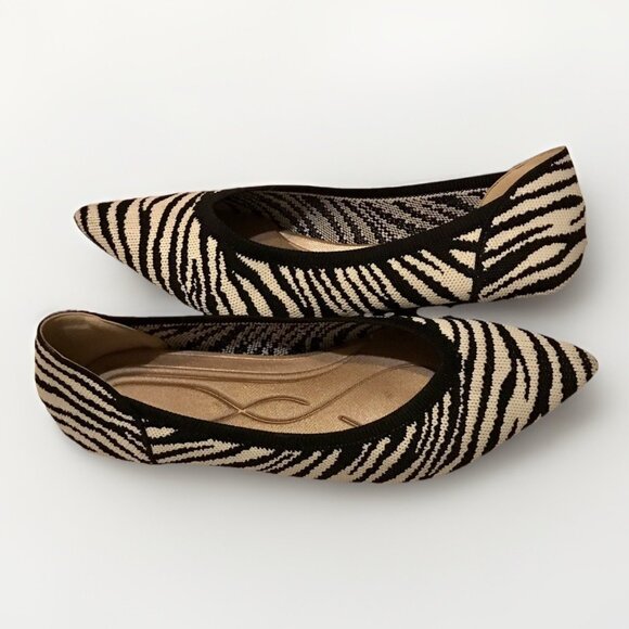 Zebra Print Flat Fashion Shoes Women Pointed Shoes Knitted Comfortable Size 9 - Picture 3 of 9